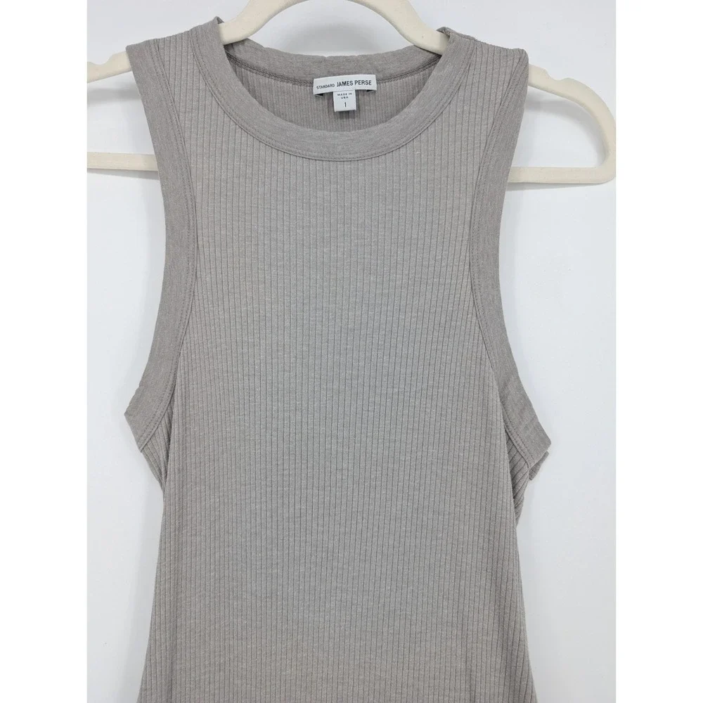 Standard James Perse Ribbed Bodycon Tank Dress Gray 1 Small Minimalist Lounge - Picture 3 of 11